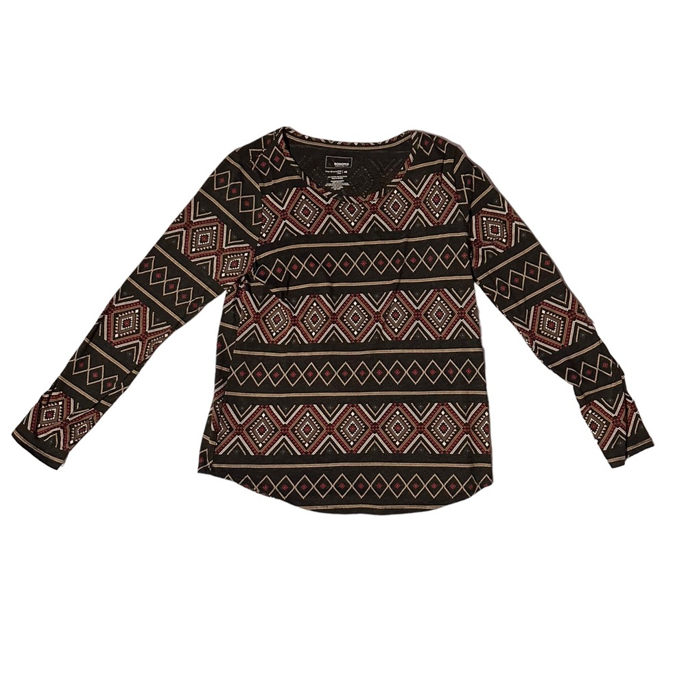 Sonoma Goods For Life The Everyday Tee M Multicolor Cotton Blend Long Sleeve